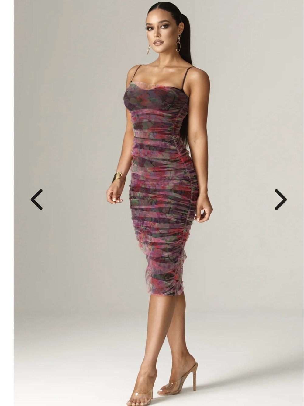 Aliava- Toira Floral Ruched Midi Dress floral print - brand new with tags
